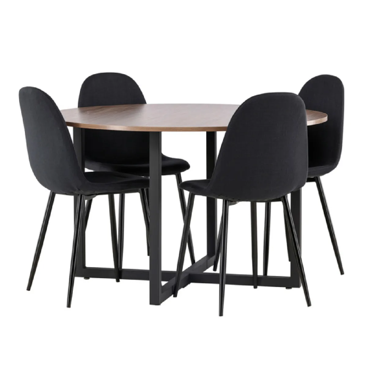 Paris prix Ensemble table à manger 4 chaises - Noyer & noir