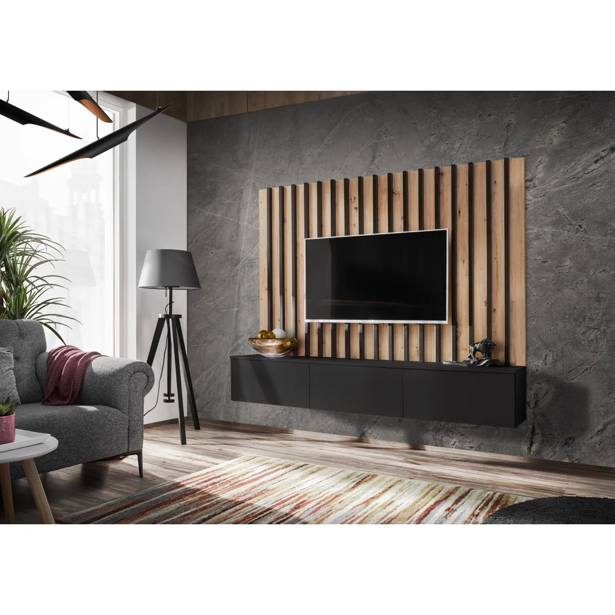 Ensemble Meuble TV Verti 180cm & Naturel