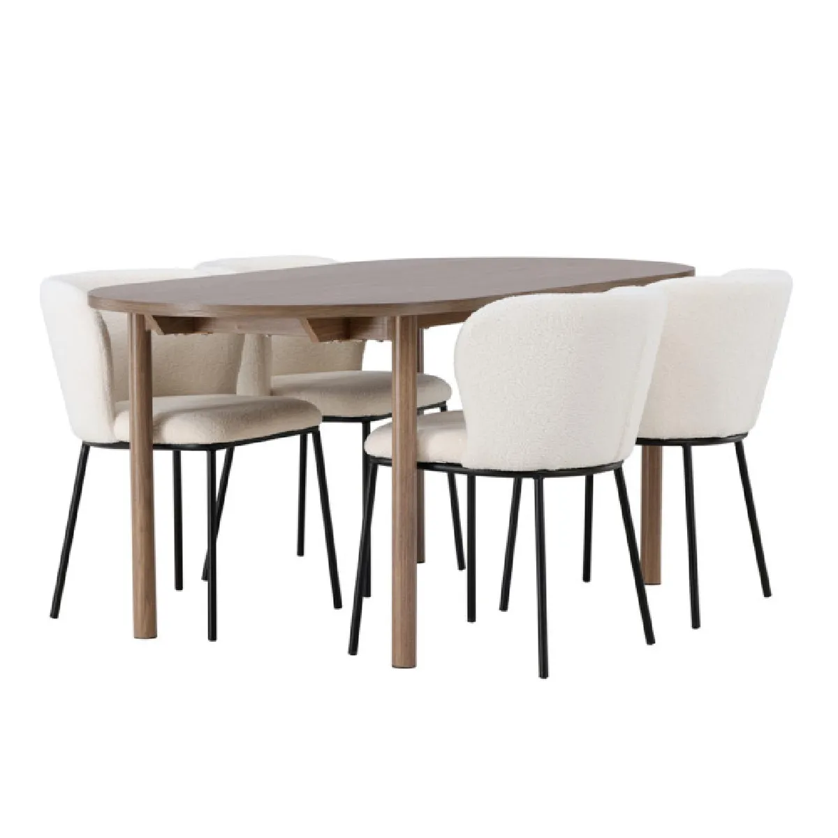 Paris prix Ensemble table et 4 chaises - naturel & blanc