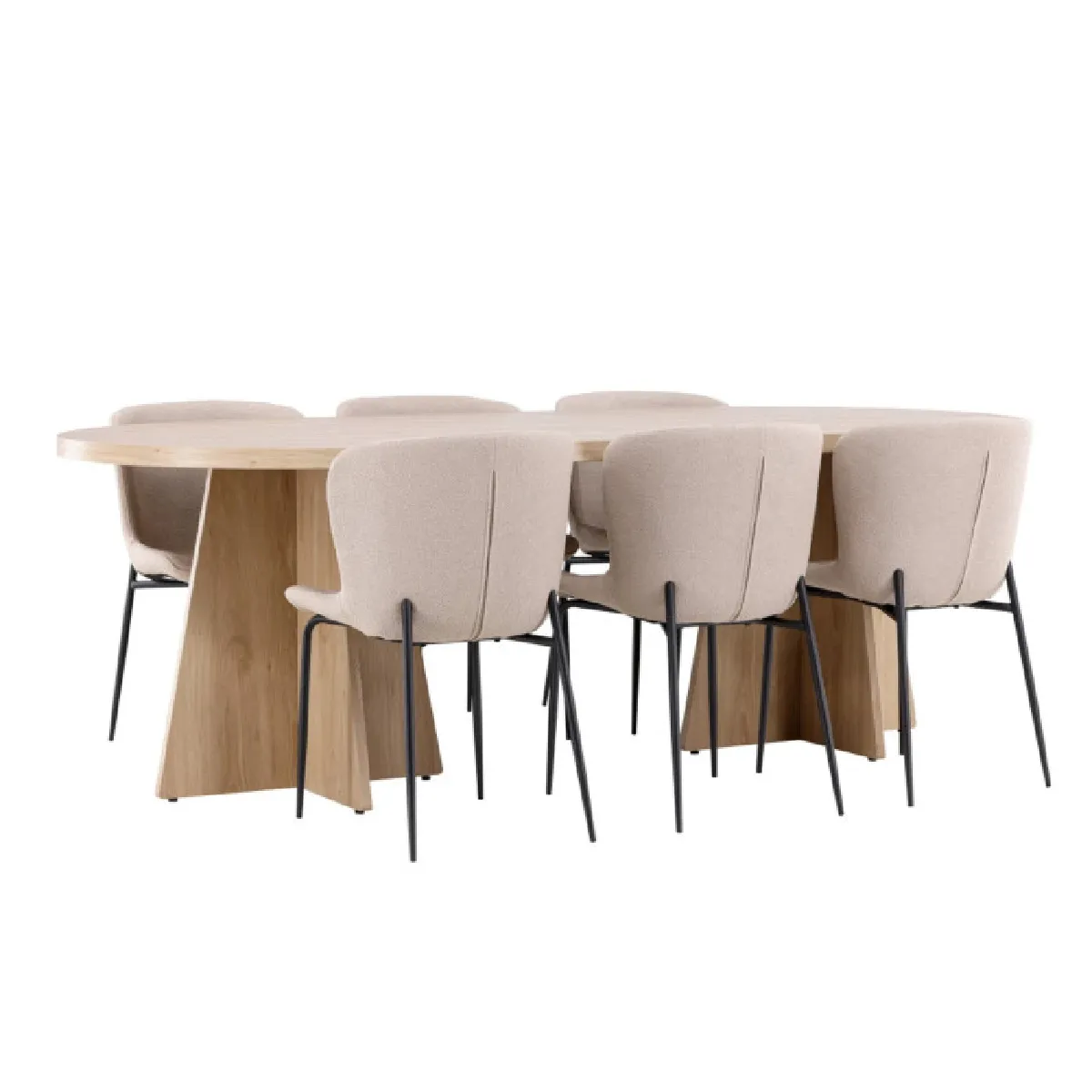 Paris prix Ensemble table à manger + 6 chaises - Naturel & beige