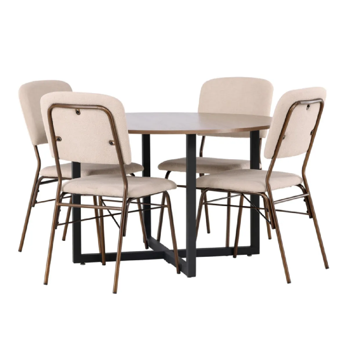 Paris prix Ensemble table à manger et 4 chaises - Noyer & beige
