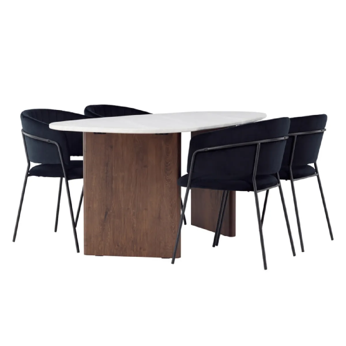 Paris prix Ensemble table à manger et 4 chaises - Gris clair, noir et marron