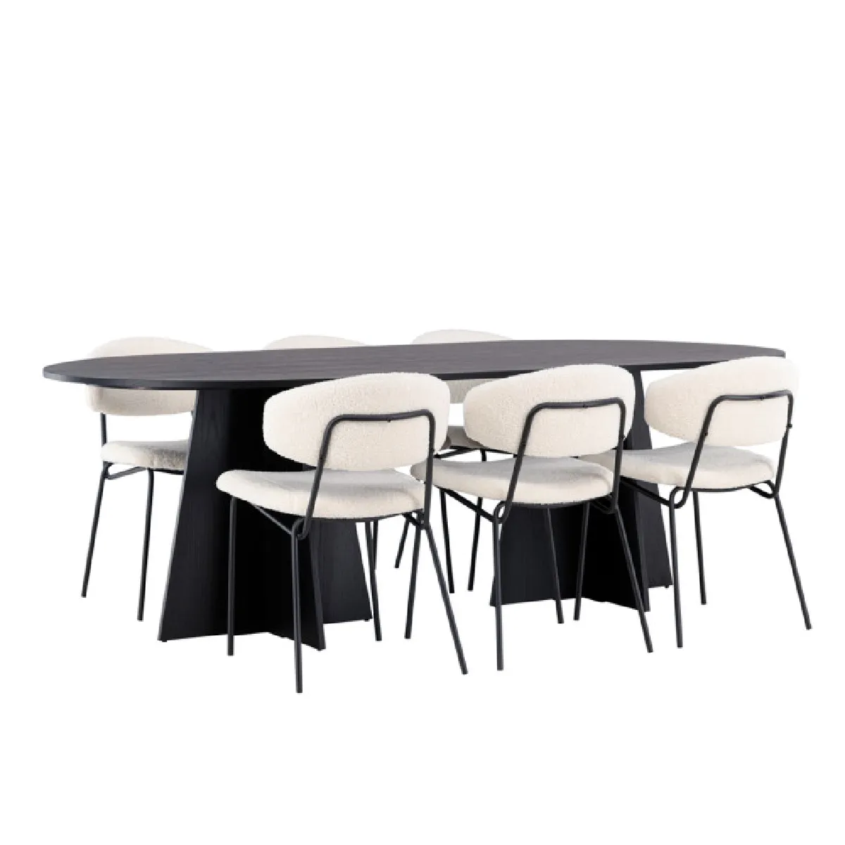 Paris prix ensemble table à manger + 6 chaises et crème - vue 2