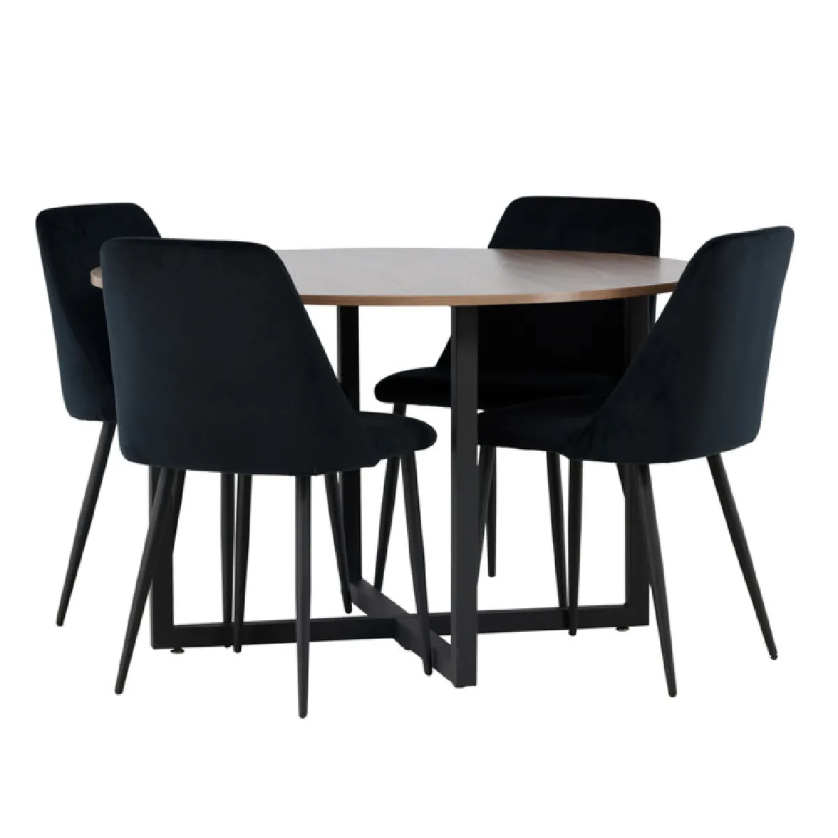 Paris prix Ensemble table à manger et 4 chaises - Noyer & noir