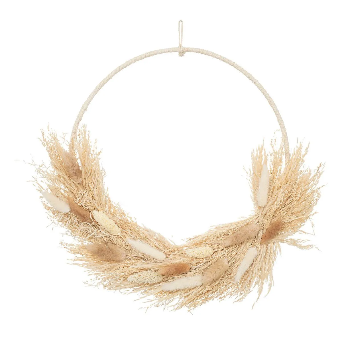 Atmosphera Beige Couronne De Fleurs Séchées Murale 34Cm