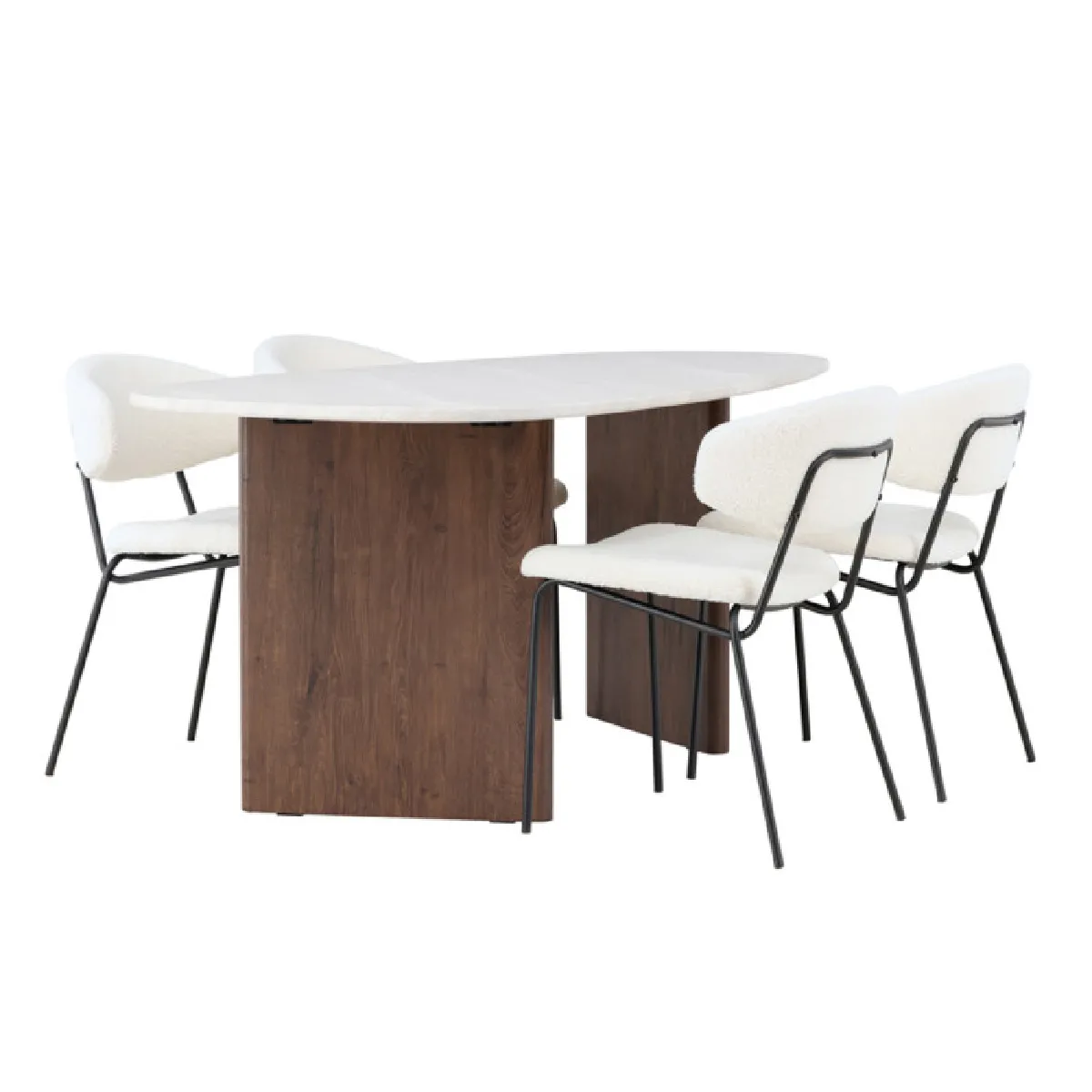 Paris prix Ensemble table et 4 chaises – Gris clair et blanc crème