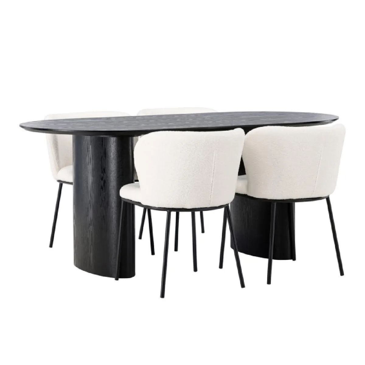 Paris prix Ensemble table à manger 4 chaises - Noir & blanc