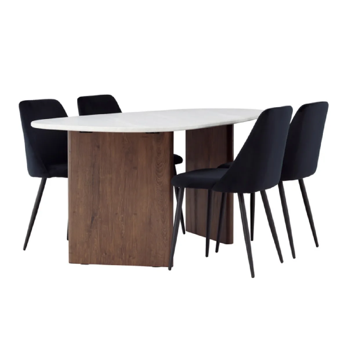 Paris prix Table à manger avec 4 chaises - Gris clair & noir