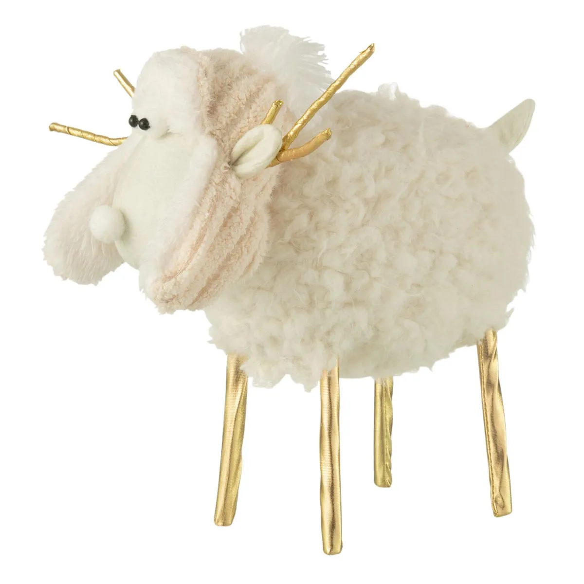 GENERIQUE - Statuette Déco Renne Bonnet - 34cm - Crème - Image 3