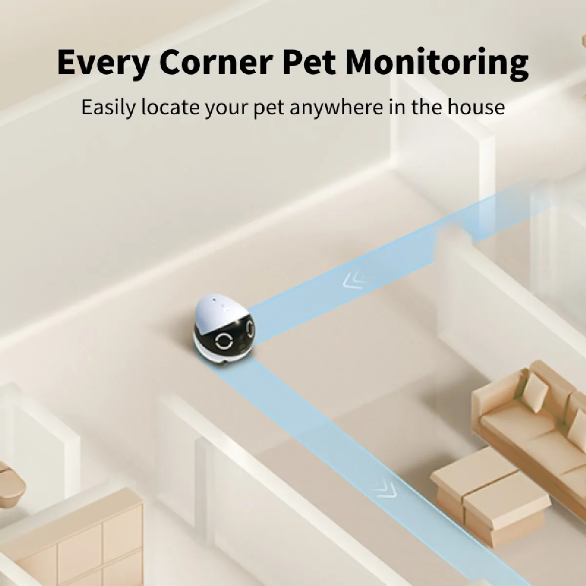 Enabot EBO ROLA Mini - Caméra Robot 2K Pour Animaux, Appel Tactile, Audio Bidirectionnel, Vision Nocturne IR, Batterie 5000mAh