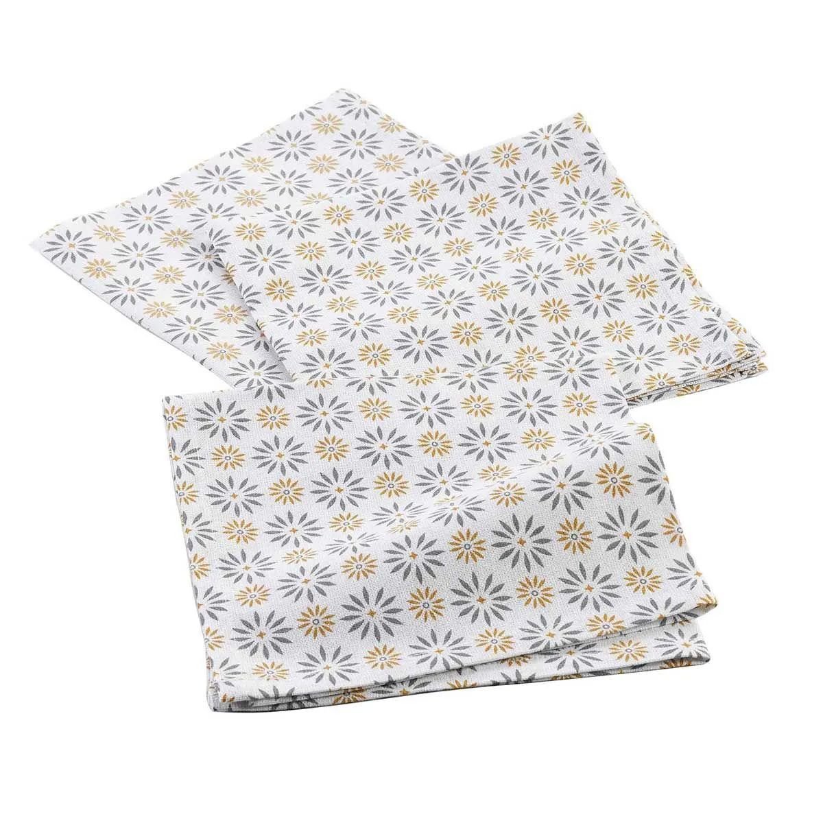 Lot de 3 Serviettes de Table Floreor 40x40cm Gris
