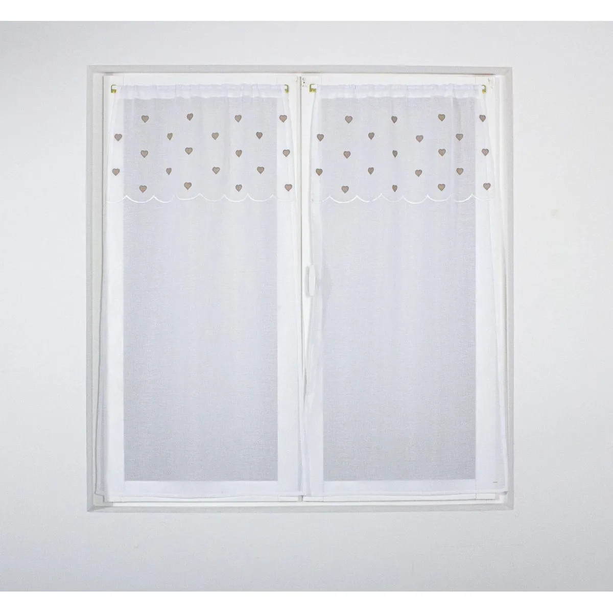 Paire de Voilages à Motif Cœur 60x160cm Beige