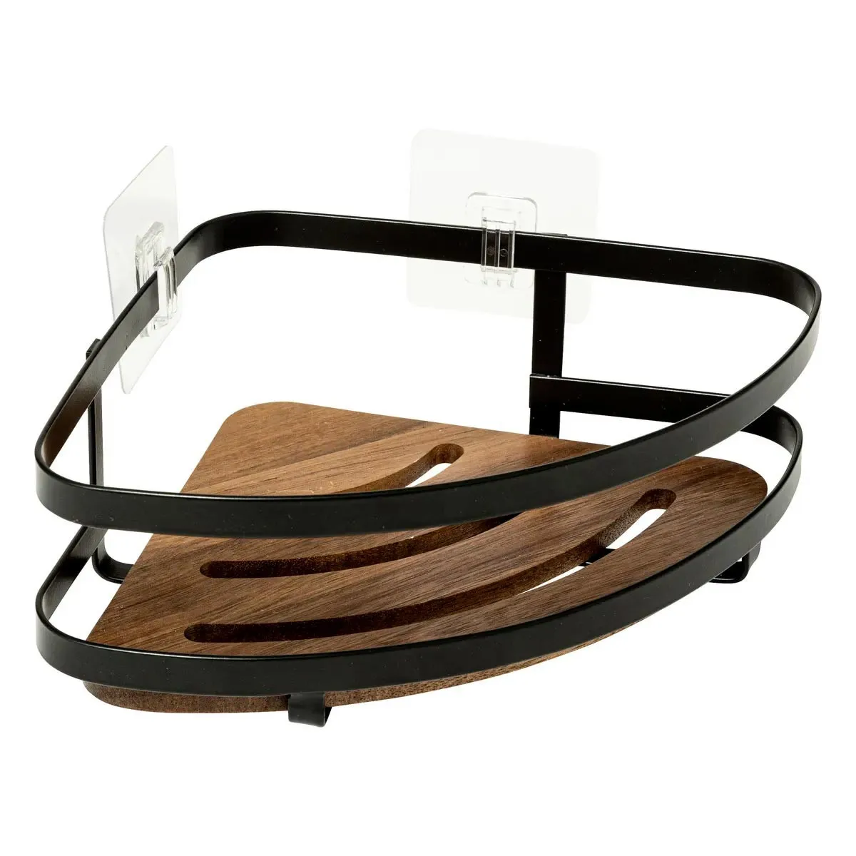 Étagère d'Angle de Douche en Bois Blackacia 25cm Noir