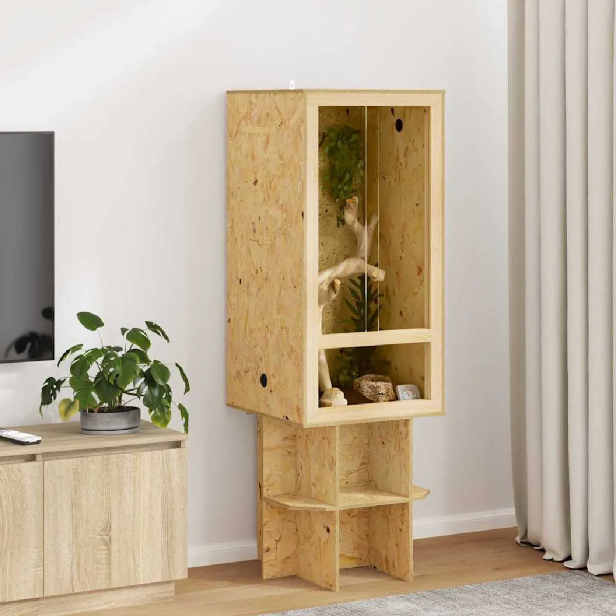 Terrarium vidaXL 50 x 50 x 100 cm – OSB, Marron - vue 2