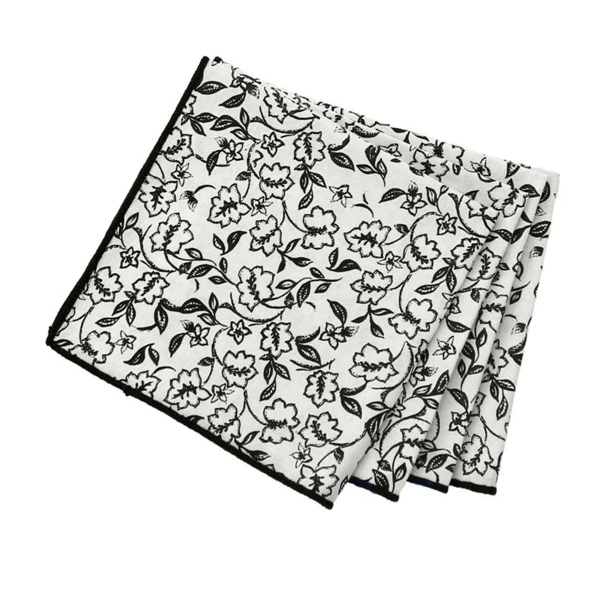 Lot de 4 Serviettes de Table Linette 40x40 Écru & Noir