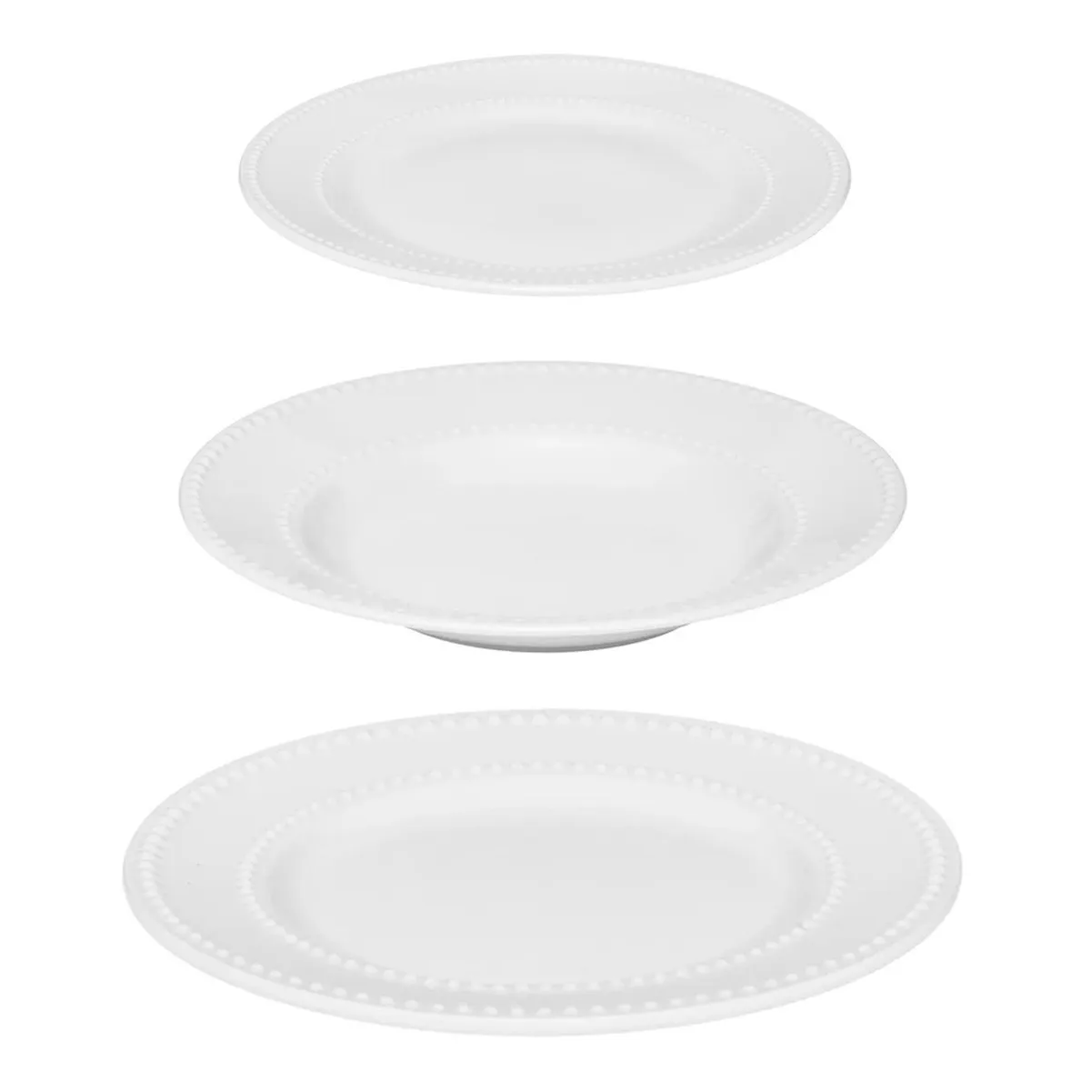 Service de Table en Porcelaine 18 Pièces Perle 27cm Blanc