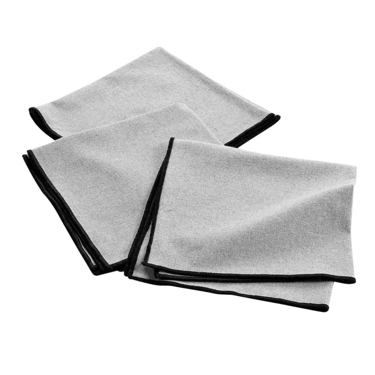 Lot de 3 Serviettes de Table Mistraline 40x40cm Gris Chiné