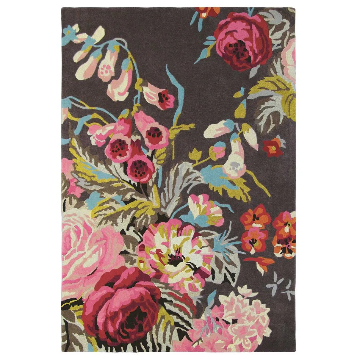 tapis salle à manger 200x280 fait à la main en laine rectangle motif floral - vue 2