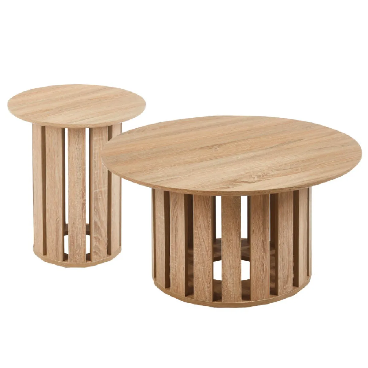 Meilleurs prix pour Paris prix lot de 2 tables basses rondes - Chêne clair