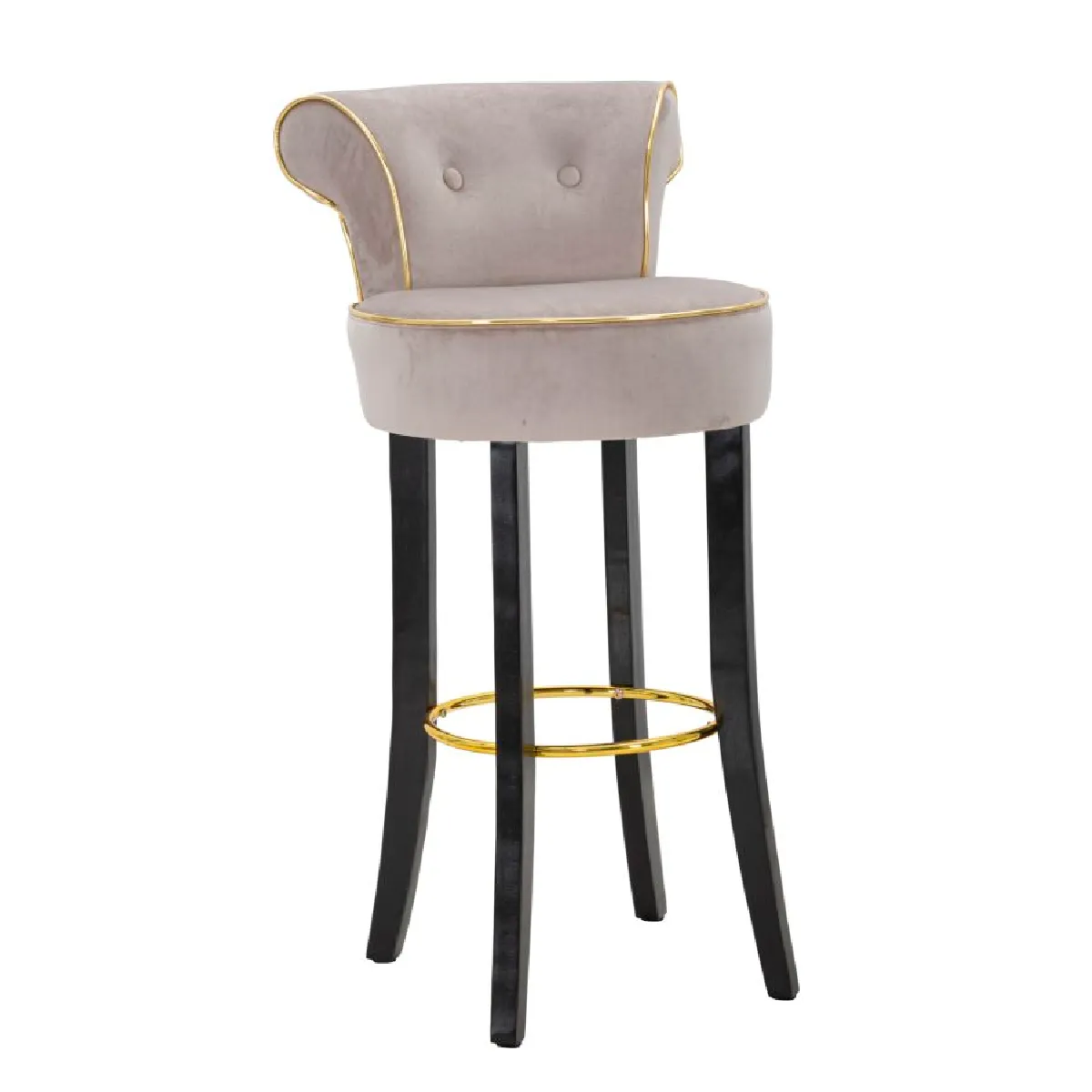 GENERIQUE - Tabouret de bar Luxy - Velours - Gris - 96cm - Image 3