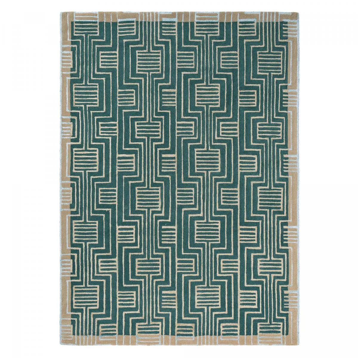 Ferm Living Tapis Géométrique Laine Velours Vert