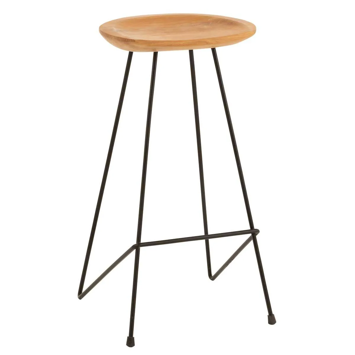 Chaise de Bar en Teck Scanda 77cm Naturel & Noir