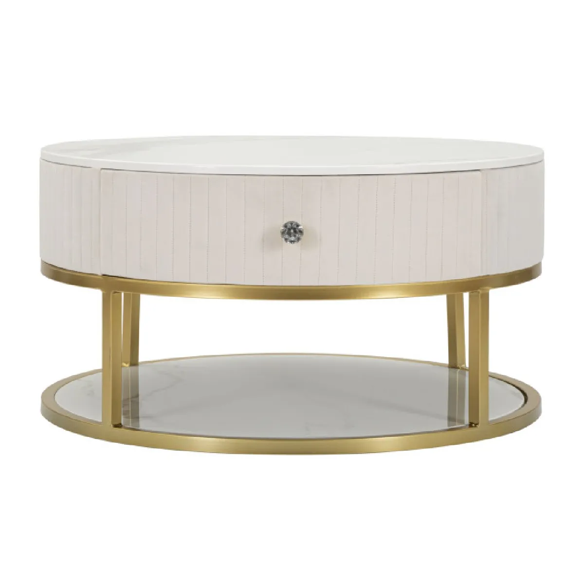 Meilleurs prix pour Paris prix table basse ronde effet marbre - Crème et or