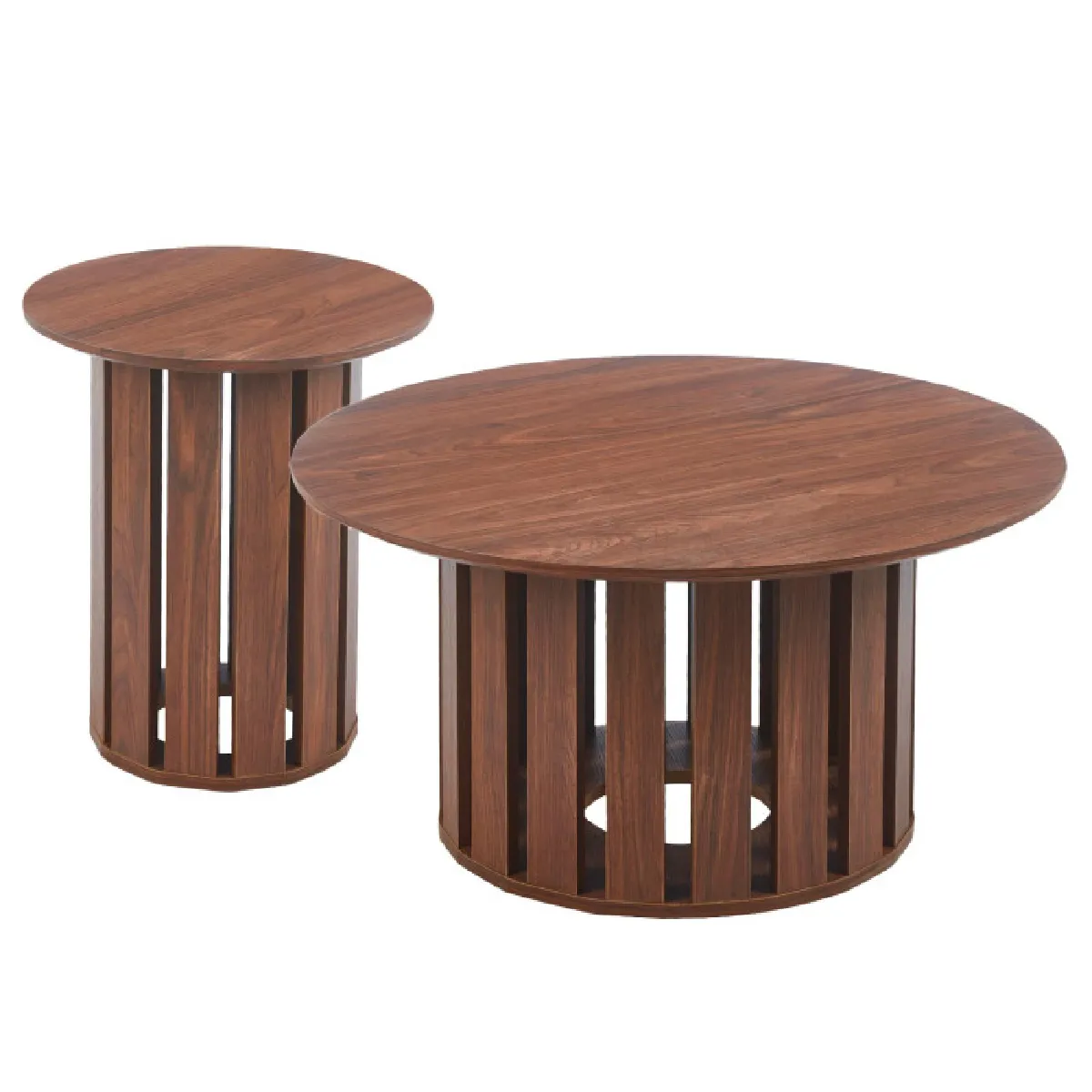 Meilleurs prix pour Paris prix Lot de 2 tables basses rondes - Bois noisette