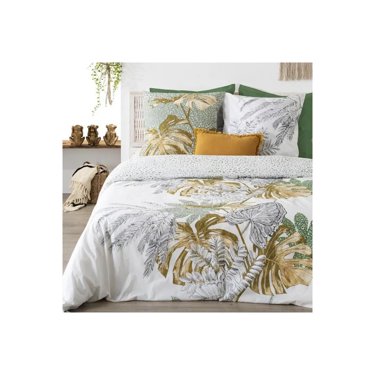 ATMOSPHERA Parure de Lit 3 Pi&egrave;ces Monstera 240x220cm Multicolore
