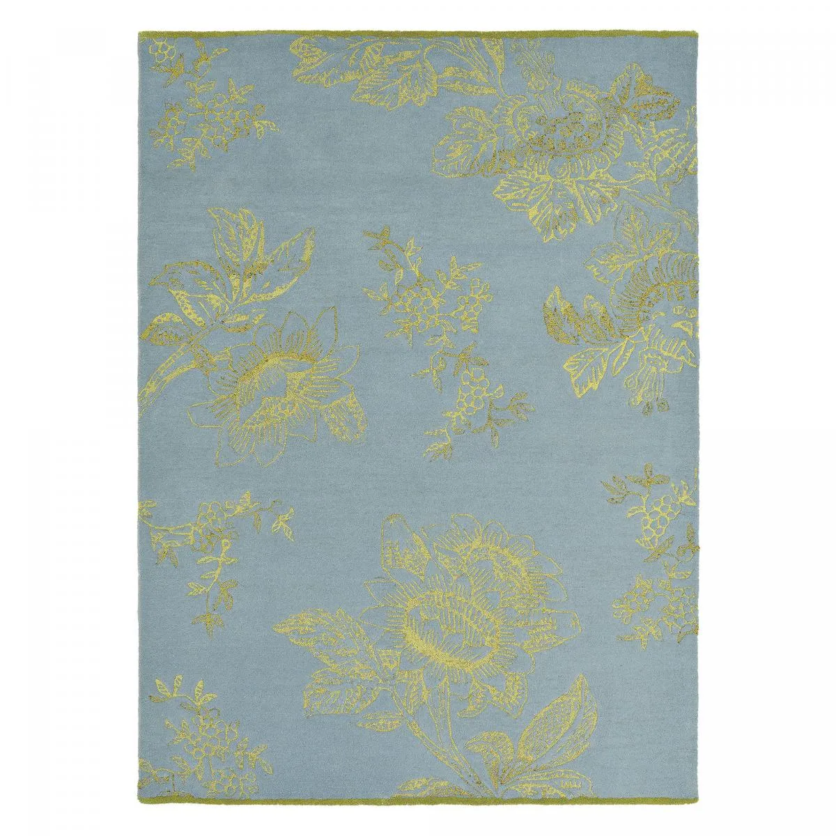 tapis chambre 120x180 fait à la main en laine et or rectangle motif floral