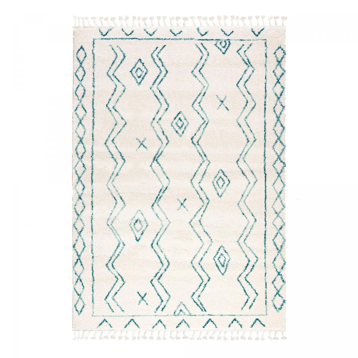 Tapis berbère 60x110 tissé motif ethnic LYN5 crème