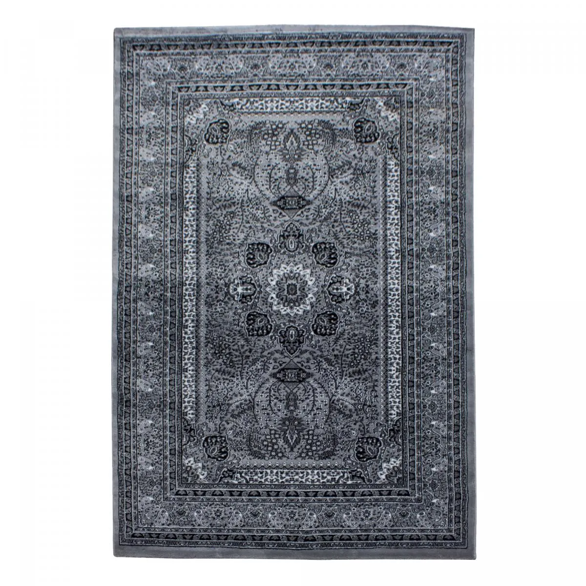 Tapis orient 80x150 rectangle gris tissé motifs orientaux BISKO