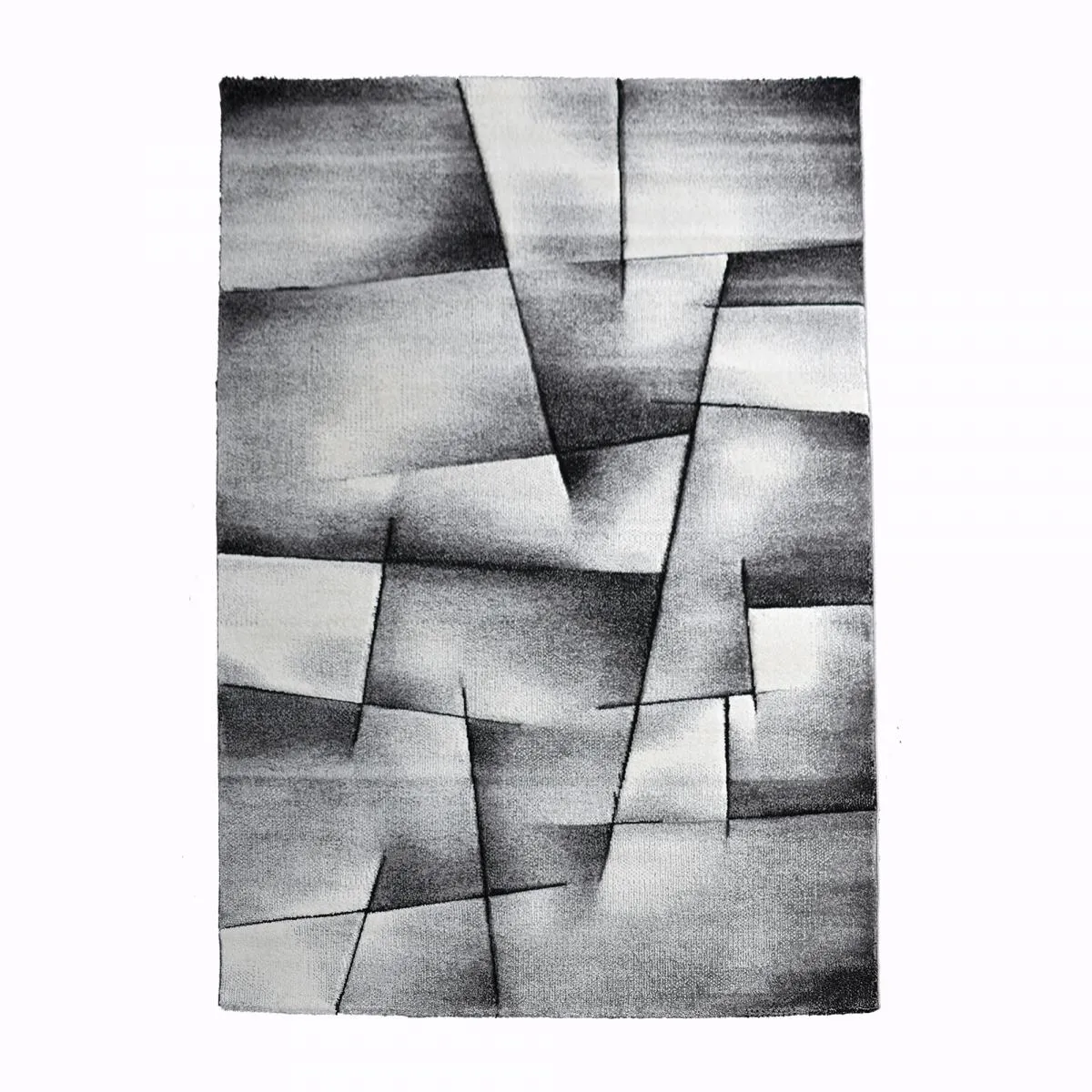 tapis salon 160x230 tissé anthracite rectangle motif géométrique LYN8 ULTIMA