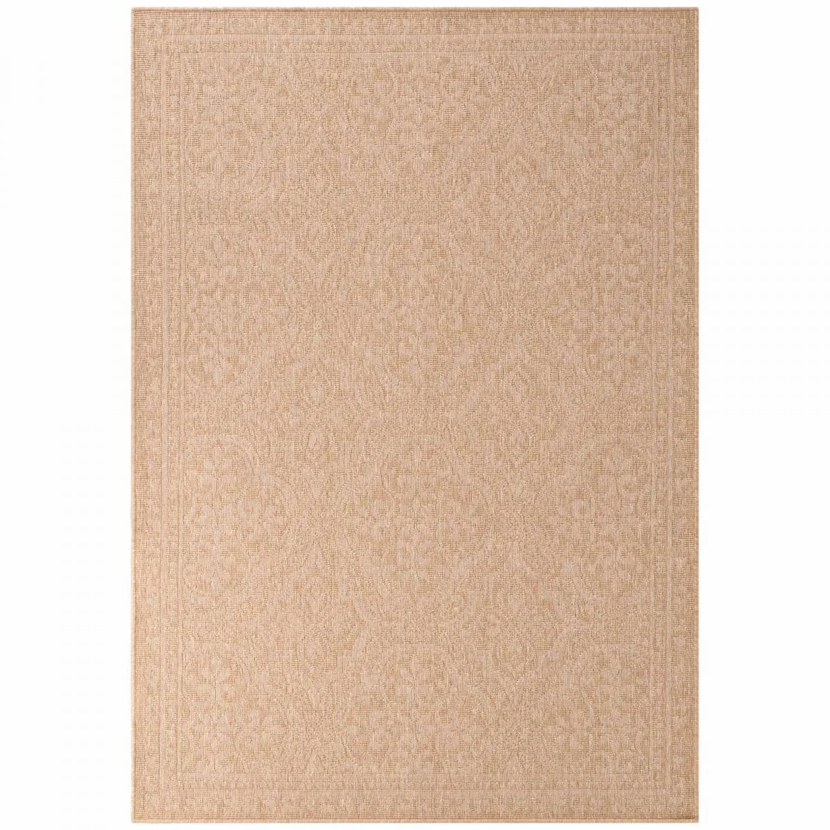 Tapis exterieur 80 x 250 cm beige kilim motif traditionnel, design authentique, BOLDA durable