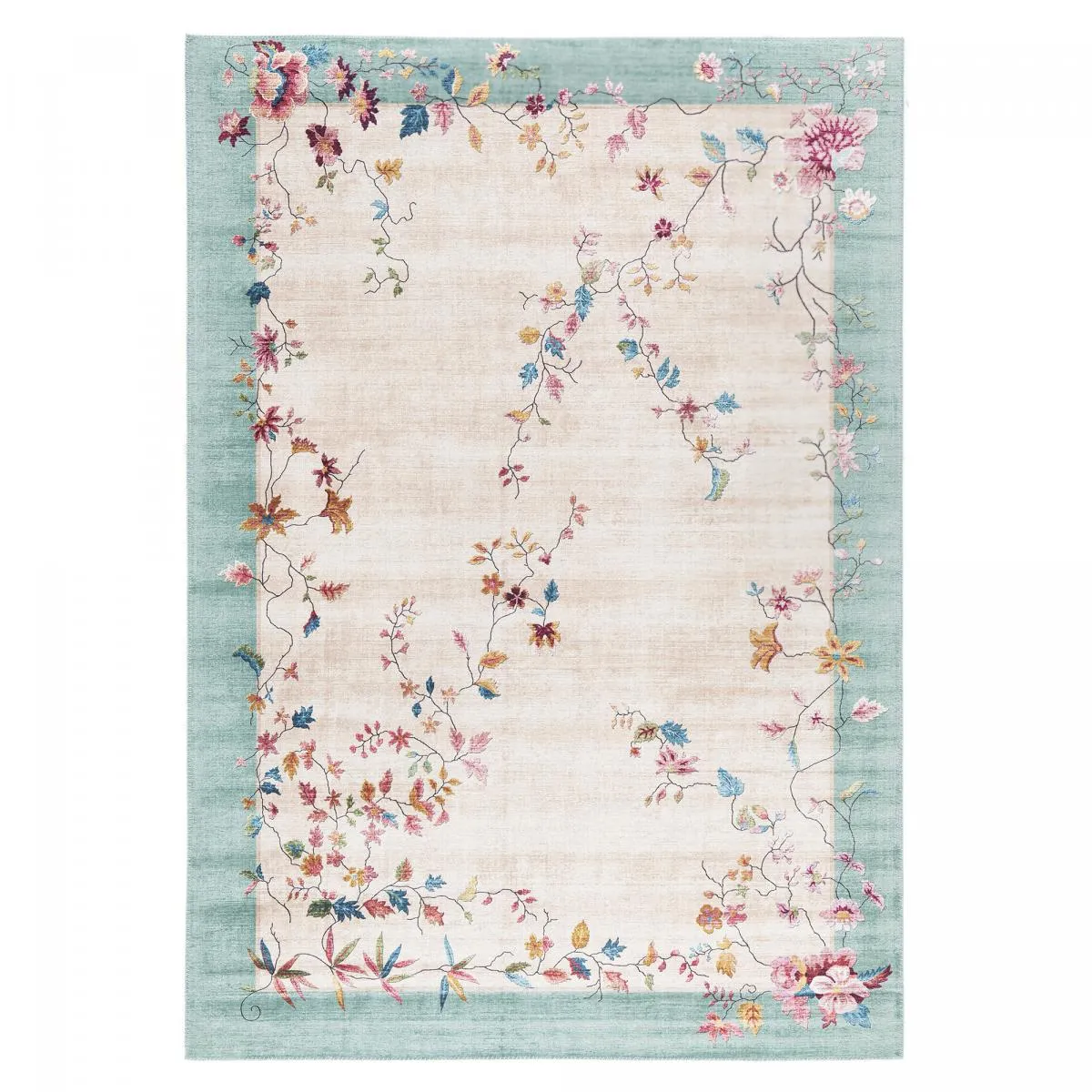 tapis grand salon 200x290 tissé et rectangle motif floral VIVACE 7 - vue 2
