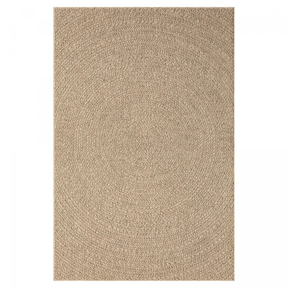 Tapis extérieur intérieur 160x230 LYN13 REZY aspect jute motif rond ton sur ton - vue 2