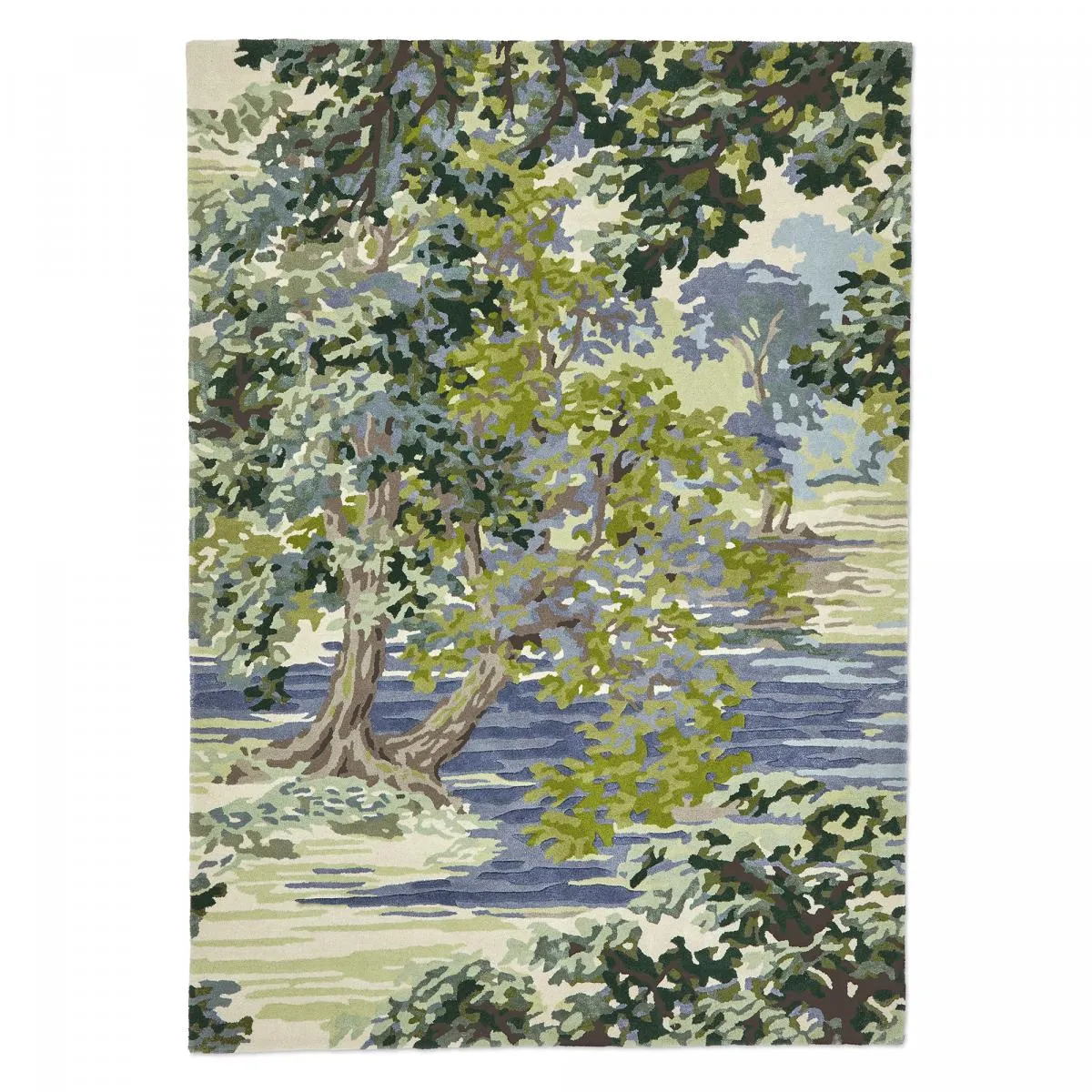 tapis grand salon 250x350 fait main en laine et rectangle motif floral - vue 2