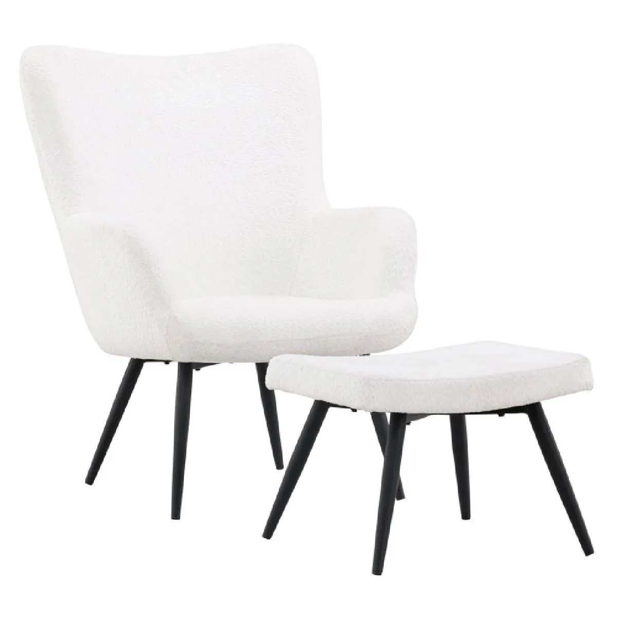 Paris Prix Blanc Fauteuil Avec Pouf Bouclette