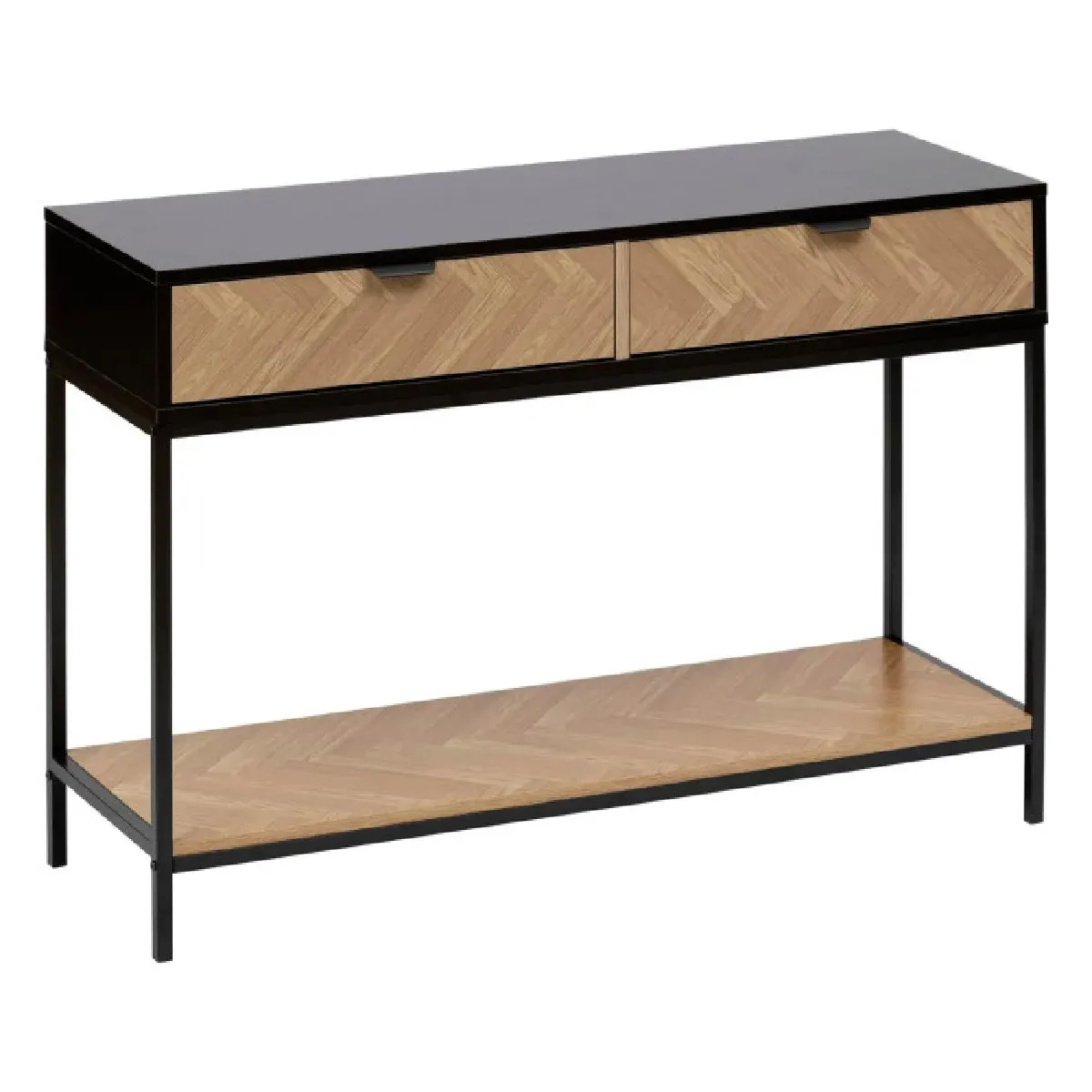 Five Simply Smart Noir Console 2 Tiroirs Chevrons - Naturel &