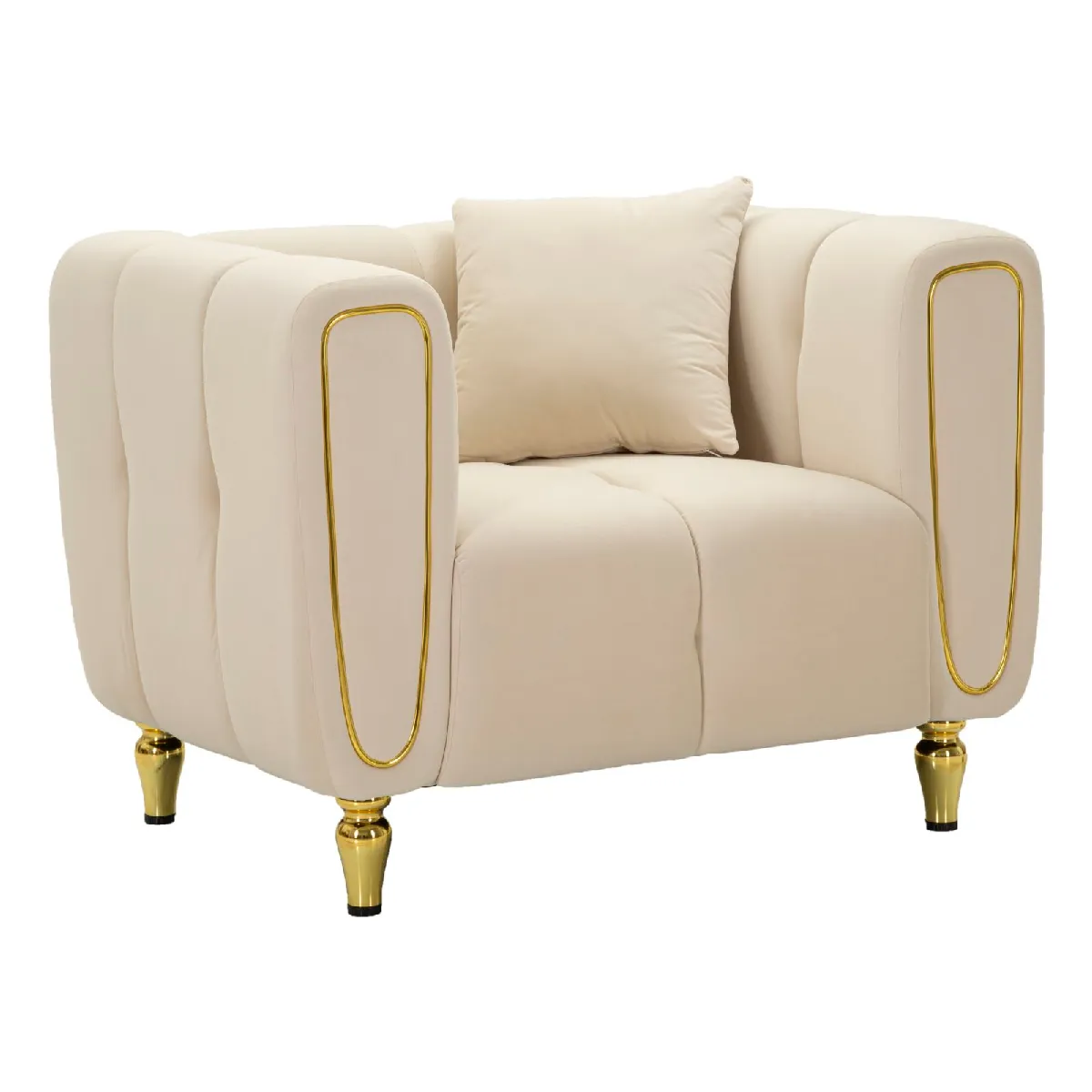 GENERIQUE - Fauteuil Alma - Velours - Crème - 97cm - Image 2