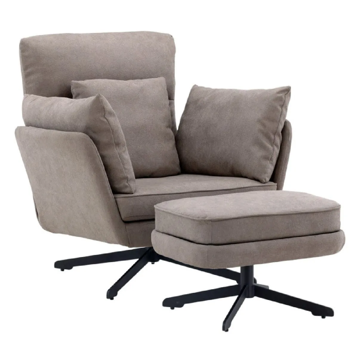 Paris Prix Gris Fauteuil Bouclé Avec Pouf