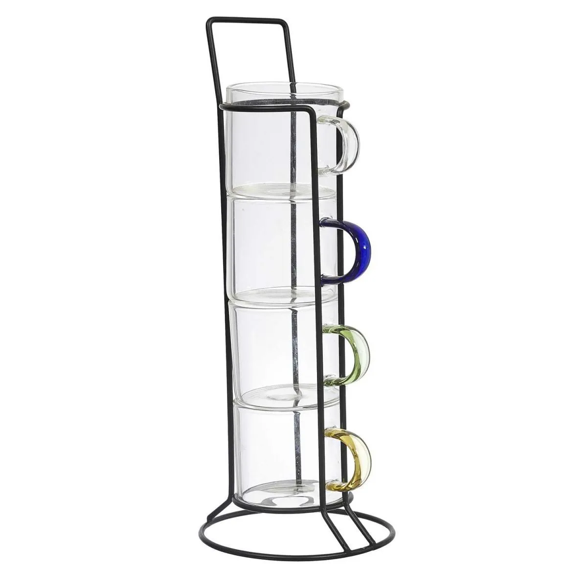 Lot de 4 Tasses à Café Avec Support Paradis 8cm Transparent
