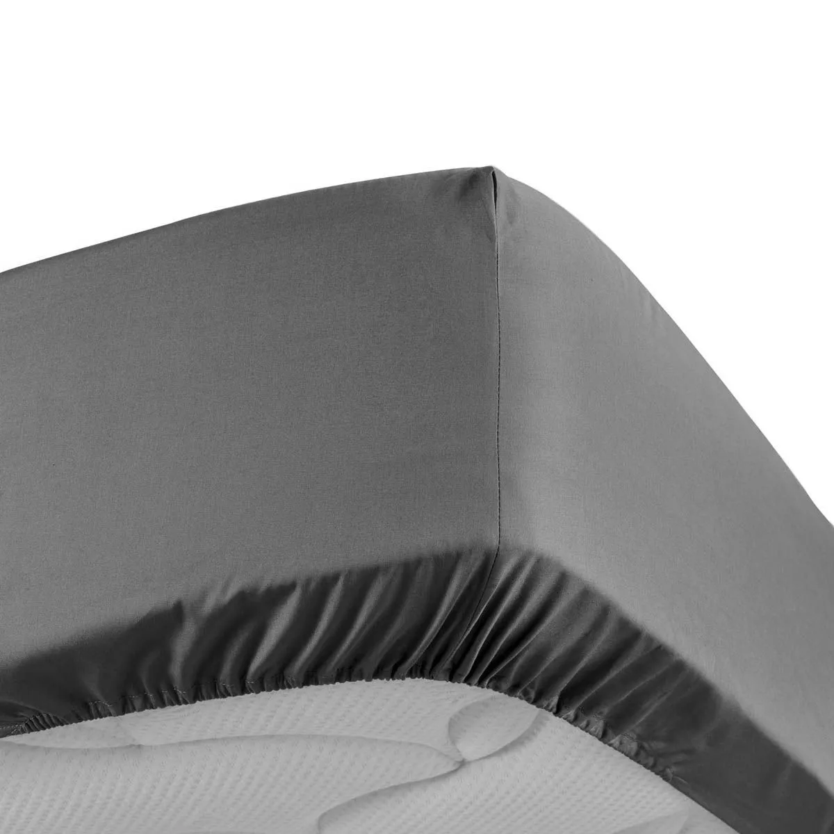 Drap housse 160x200 cm - Percale 100% coton - Bonnet 30 cm Anthracite