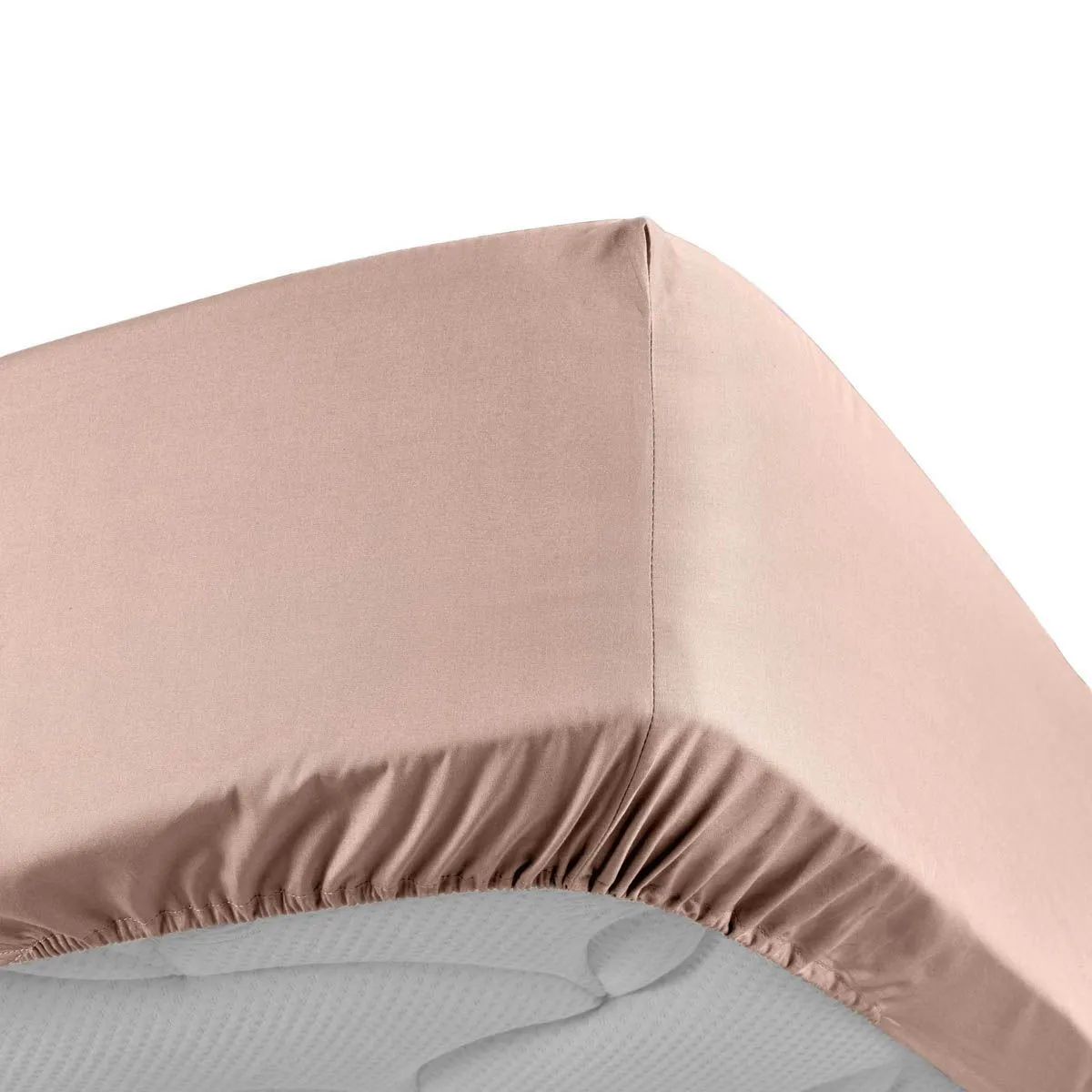 Drap housse 160x200 cm - Percale 100% coton - Bonnet 30 cm Nude