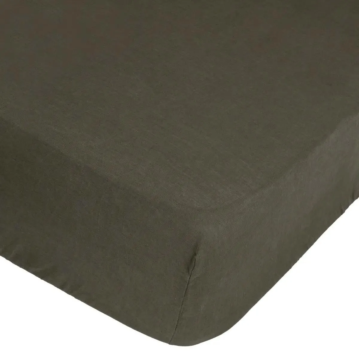 ATMOSPHERA Drap Housse en Lin Adorable 160x200cm Vert Kaki