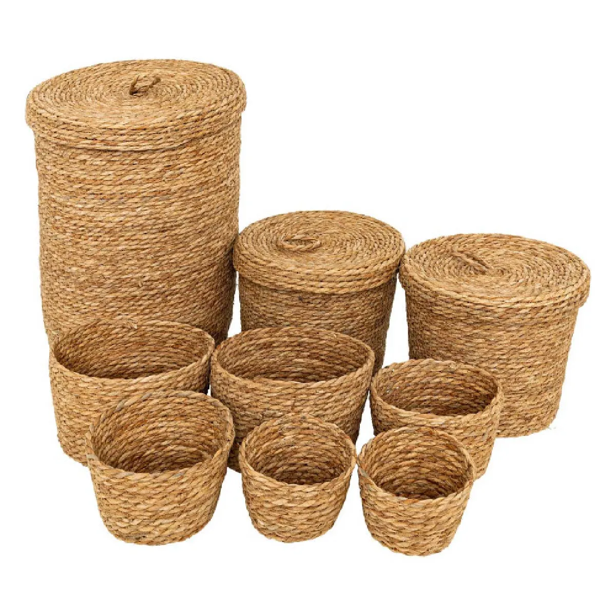 ATMOSPHERA - Lot de 9 Paniers de Rangement - Jonc - 48cm - Naturel - Image 2