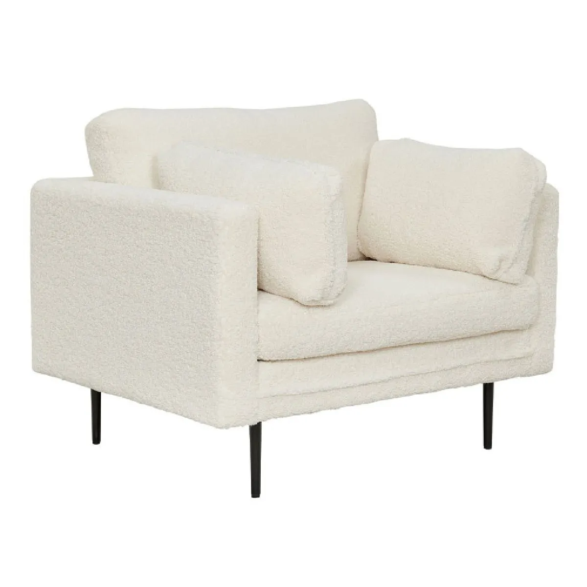 Non Communiqué Blanc Fauteuil Design Bouclette "Boom" 110Cm - Image 3