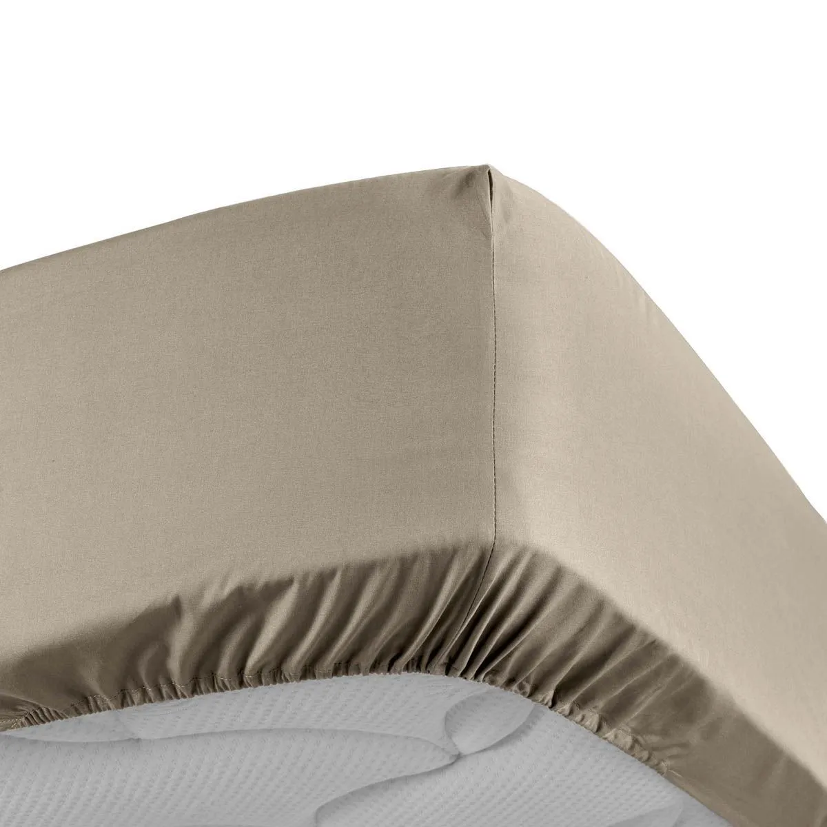 Drap housse 160x200 cm - Percale 100% coton - Bonnet 30 cm Sable