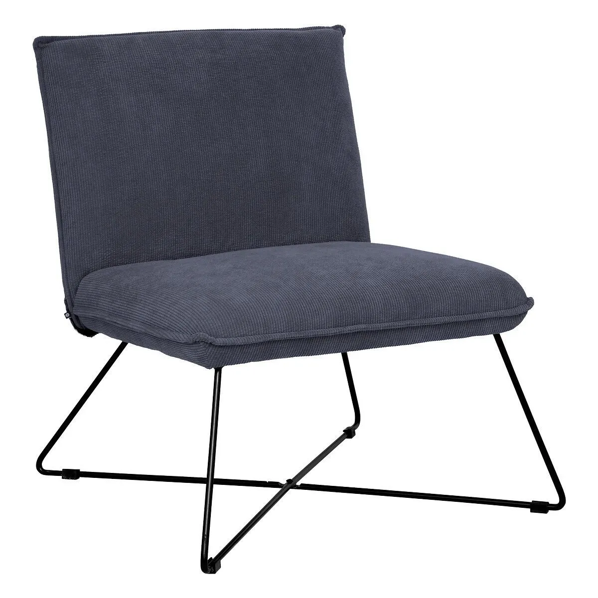 Fauteuil en velours ctel Gris et pieds en mtal noir