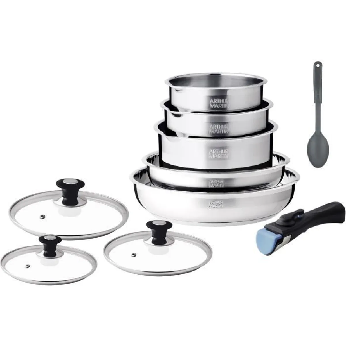 Arthur Martin Batterie De Cuisine Induction - Am4485 - Acier Inoxydable -...